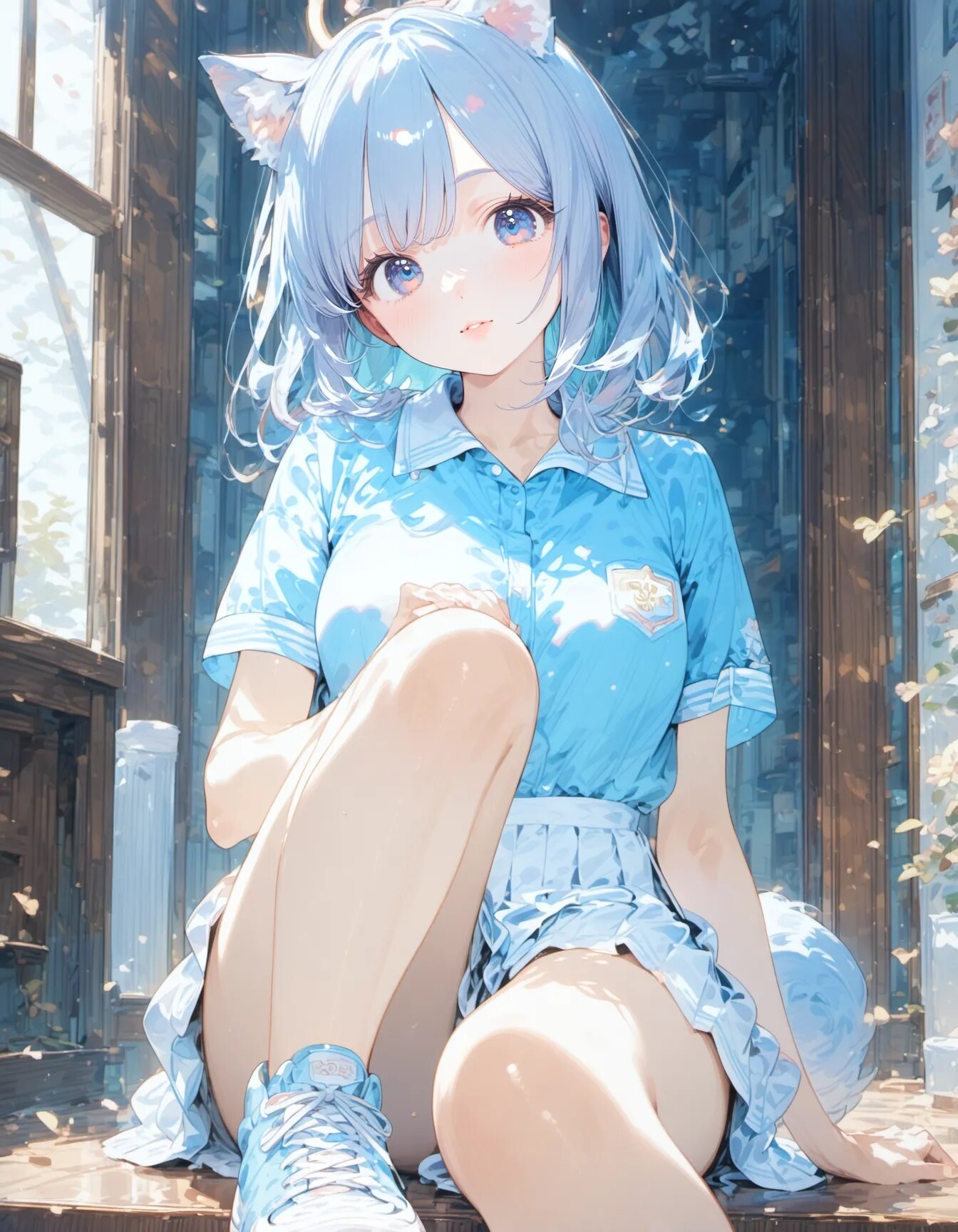 Azure Cat-Ears by the Window | の人気AIイラスト・グラビア