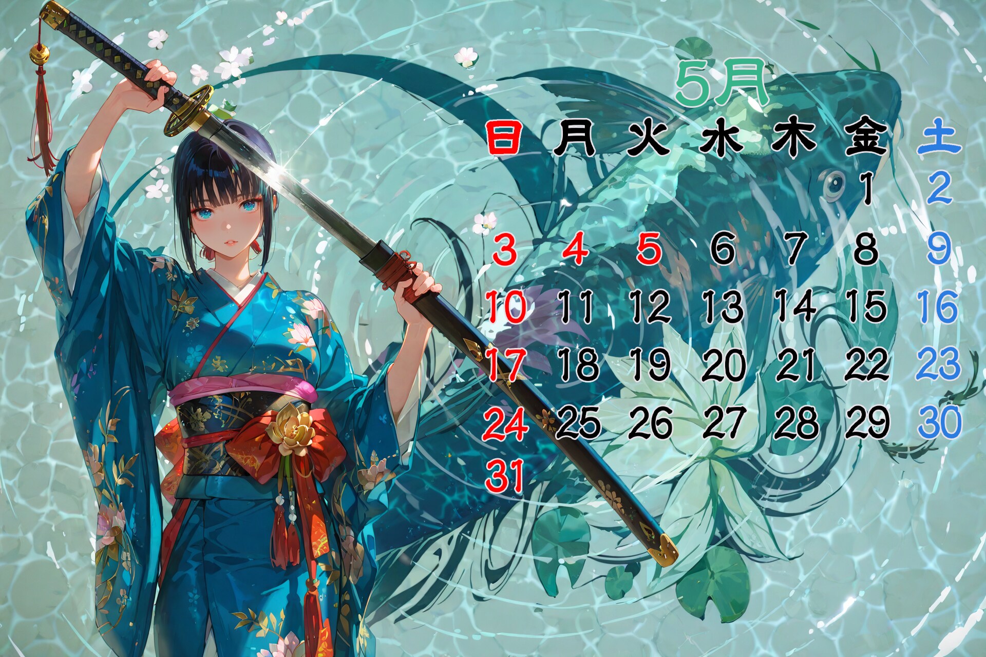 2026年5月カレンダー（横Ver)