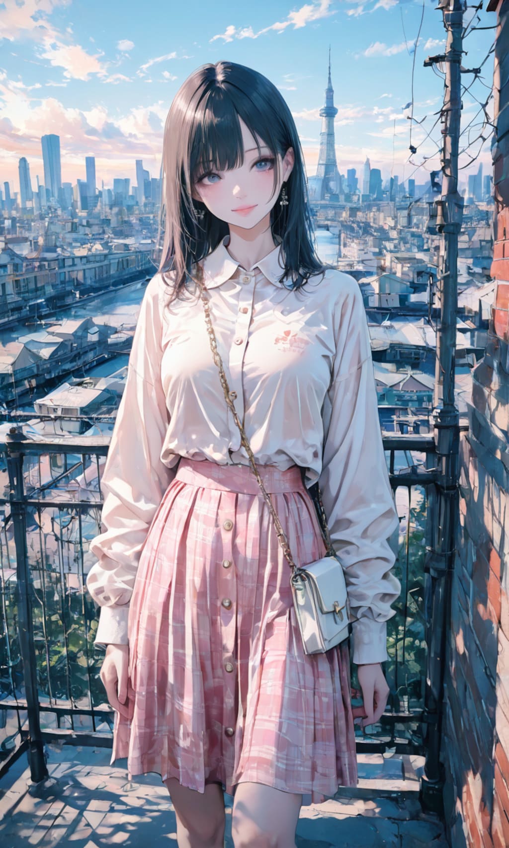 なんちゃらタワーを背景に