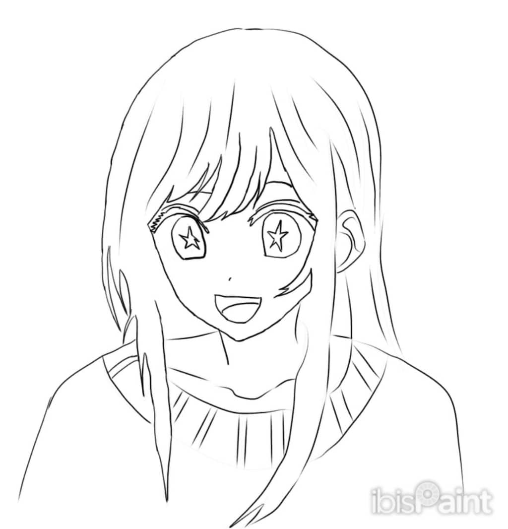 推しの子　星野アイ　クリスタ　線画から着色まで