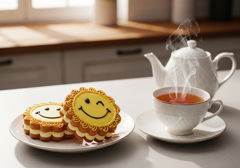 デザートの笑顔のお日様クッキー