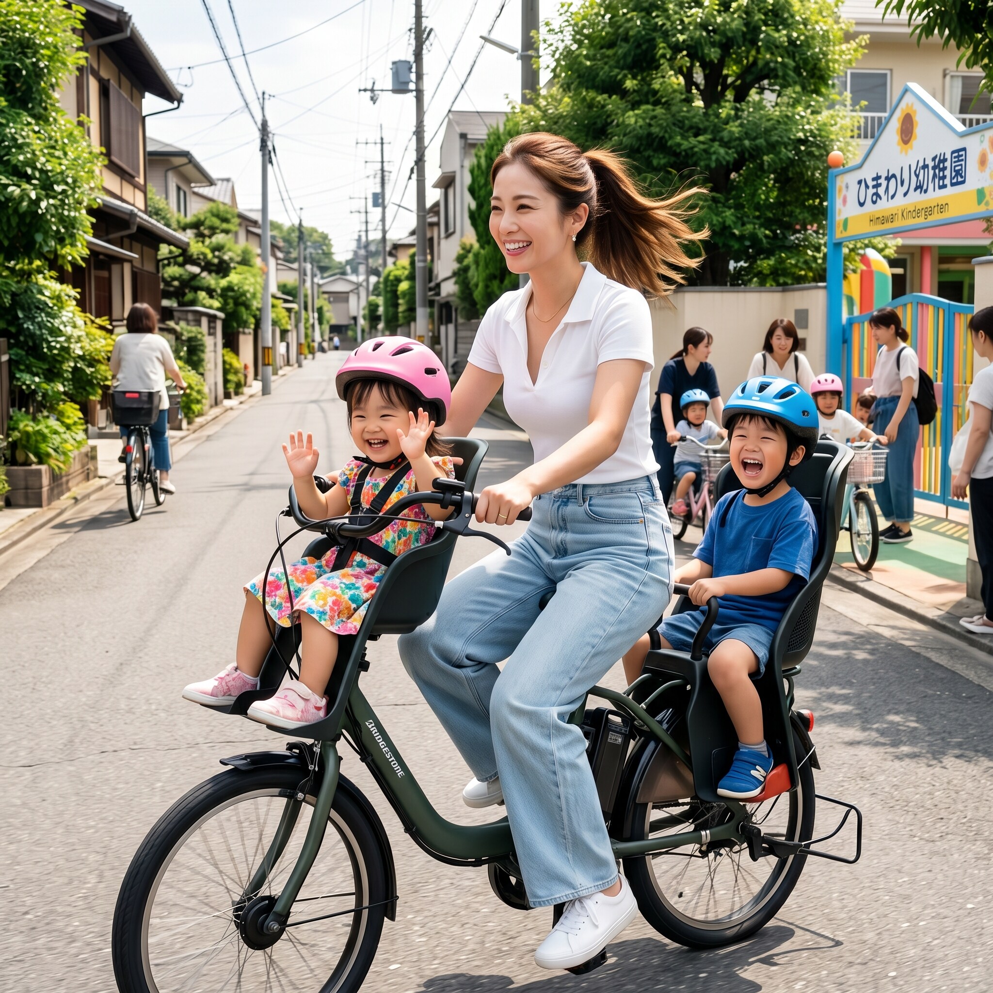 自転車登園　幼稚園