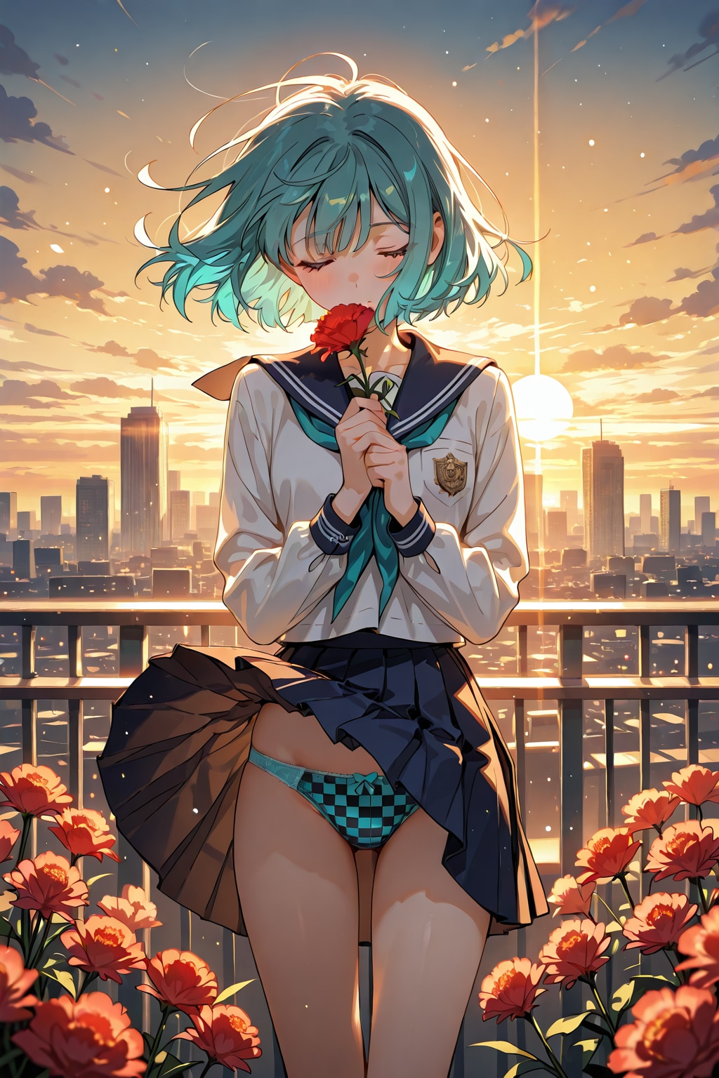 パンチラする青髪ちゃん