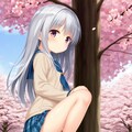 銀髪ちゃんと桜 2枚目