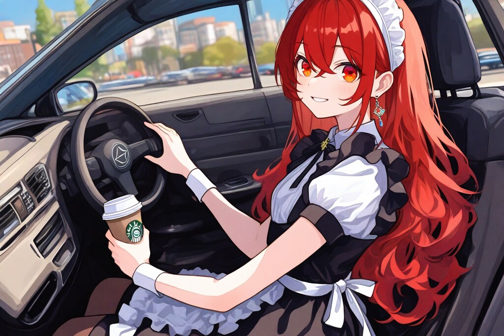 赤髪メイドさんとドライブデートで向かった先は・・・（続く）