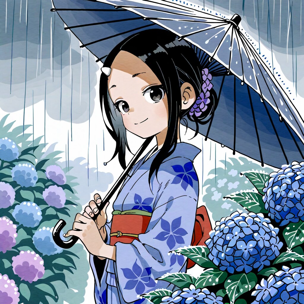 紫陽花とお嬢様