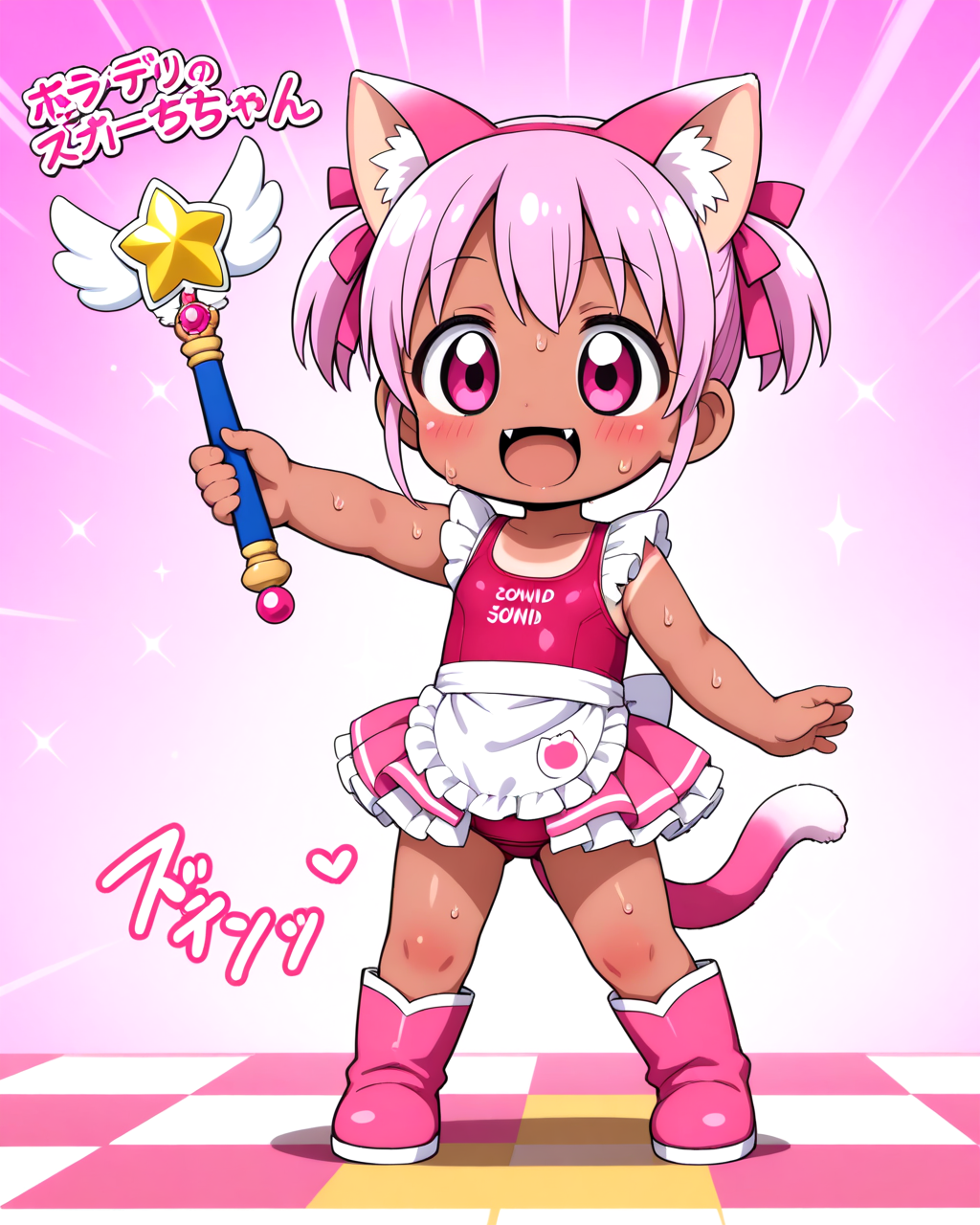 常夏のスク水魔法少女ねこ | の人気AIイラスト・グラビア