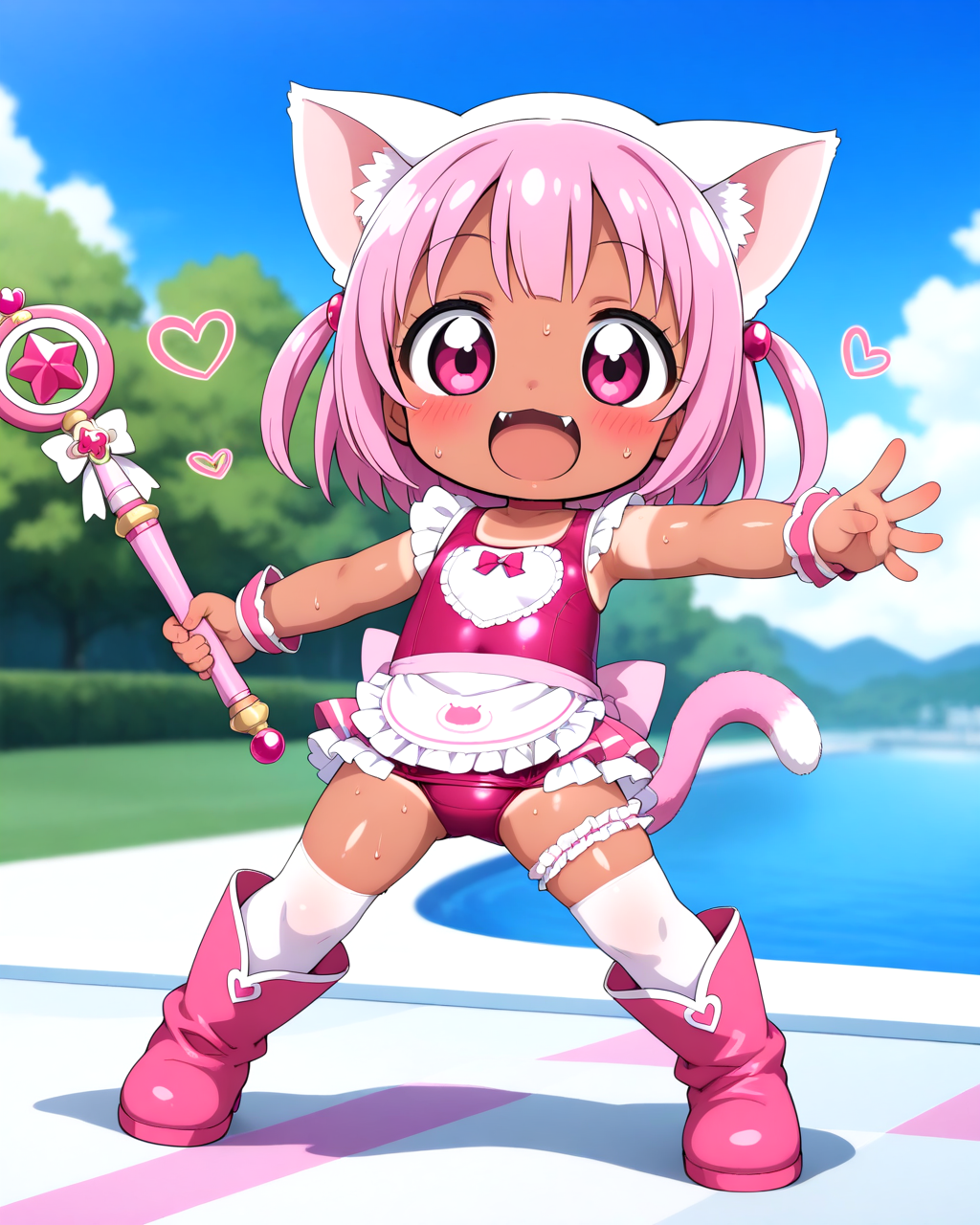 常夏のスク水魔法少女ねこ