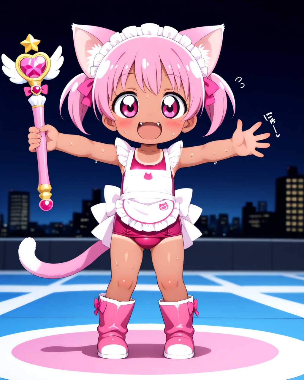 常夏のスク水魔法少女ねこ