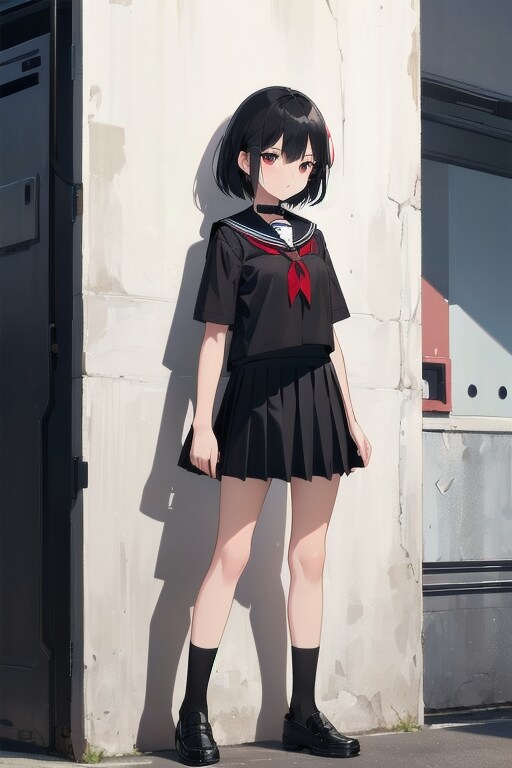 黒セーラー服の少女 | の人気AIイラスト・グラビア