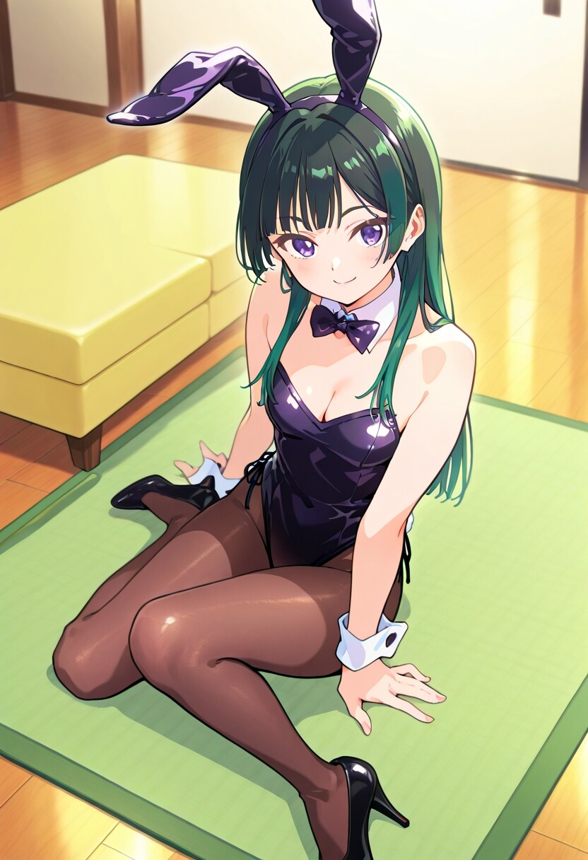 バニー　緑髪娘