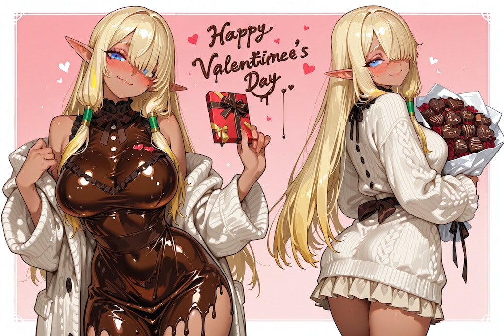 バレンタインなエルフの女の子