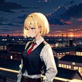 やけに凛々しい図書館司書　夕暮れの休憩 2枚目