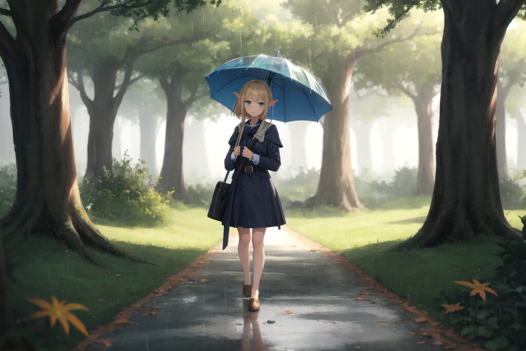 エルフと傘