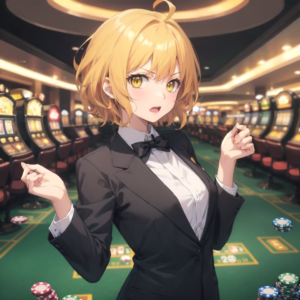 カジノで闘う顔をするユイ