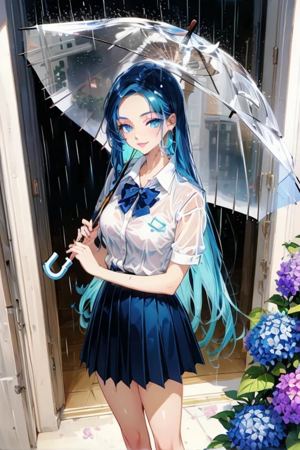 ビニール傘と桜豊湖葵