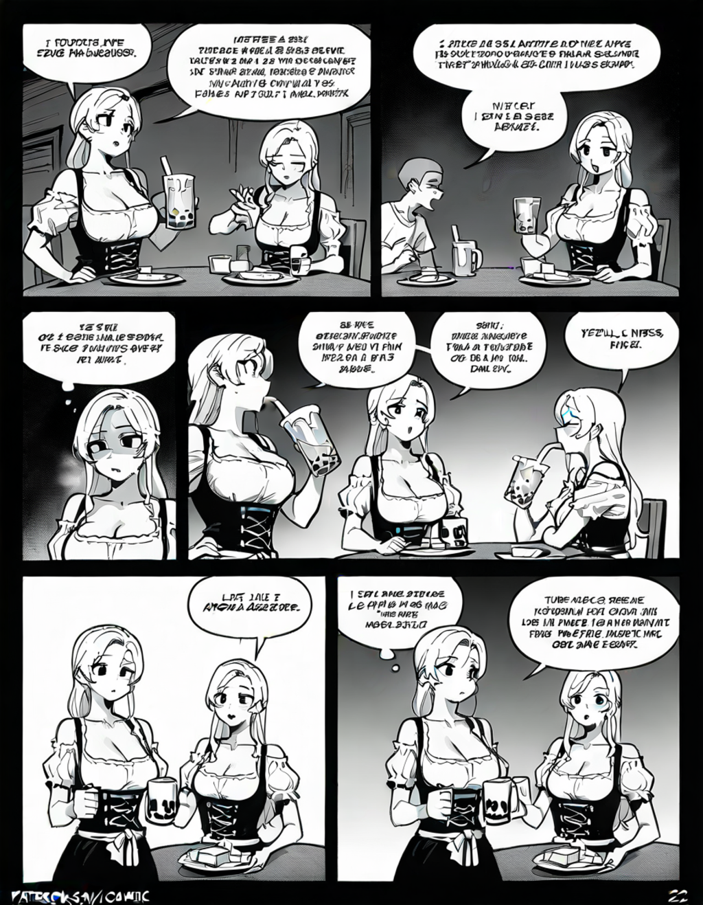 酒場、マンガ風