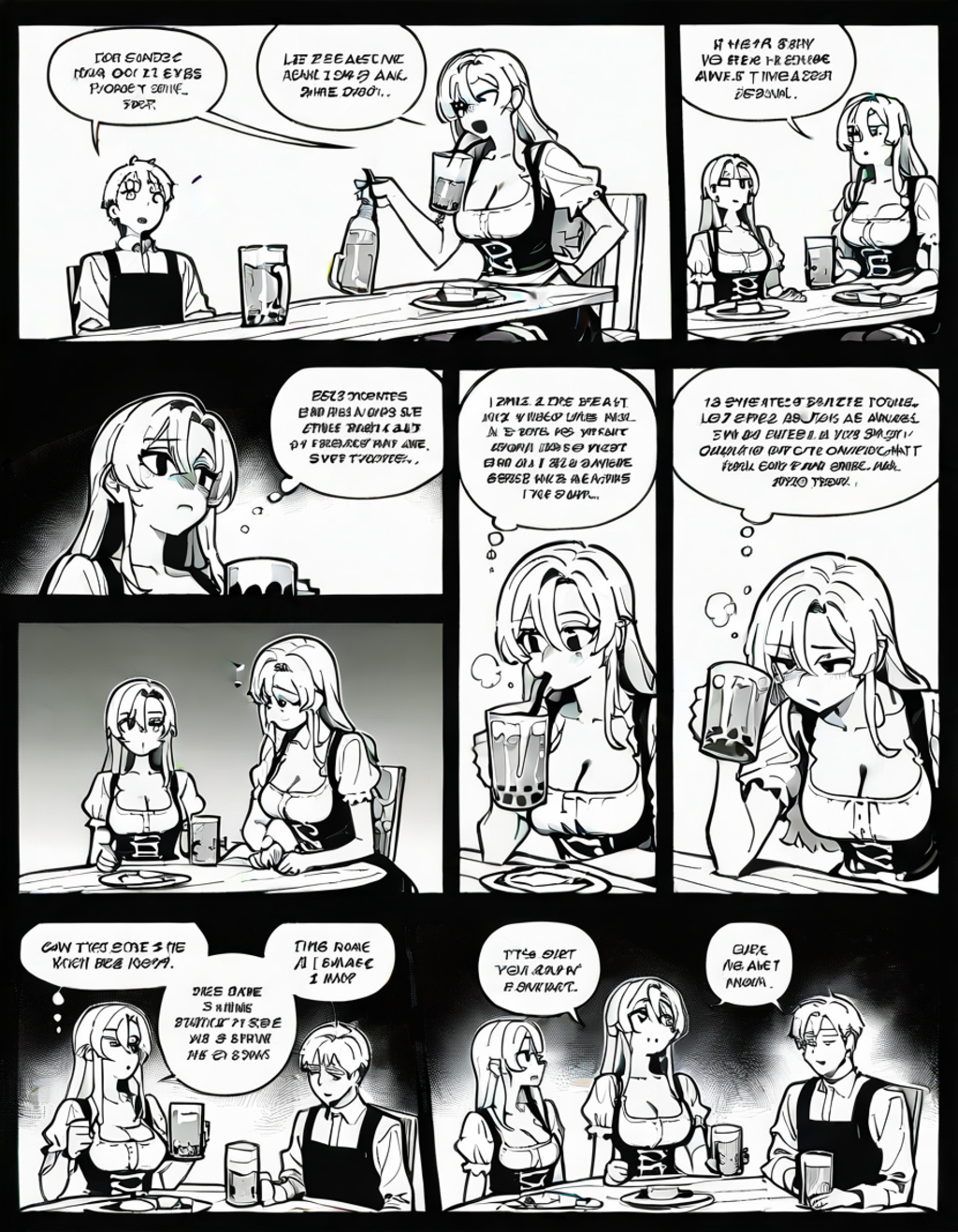 酒場、マンガ風