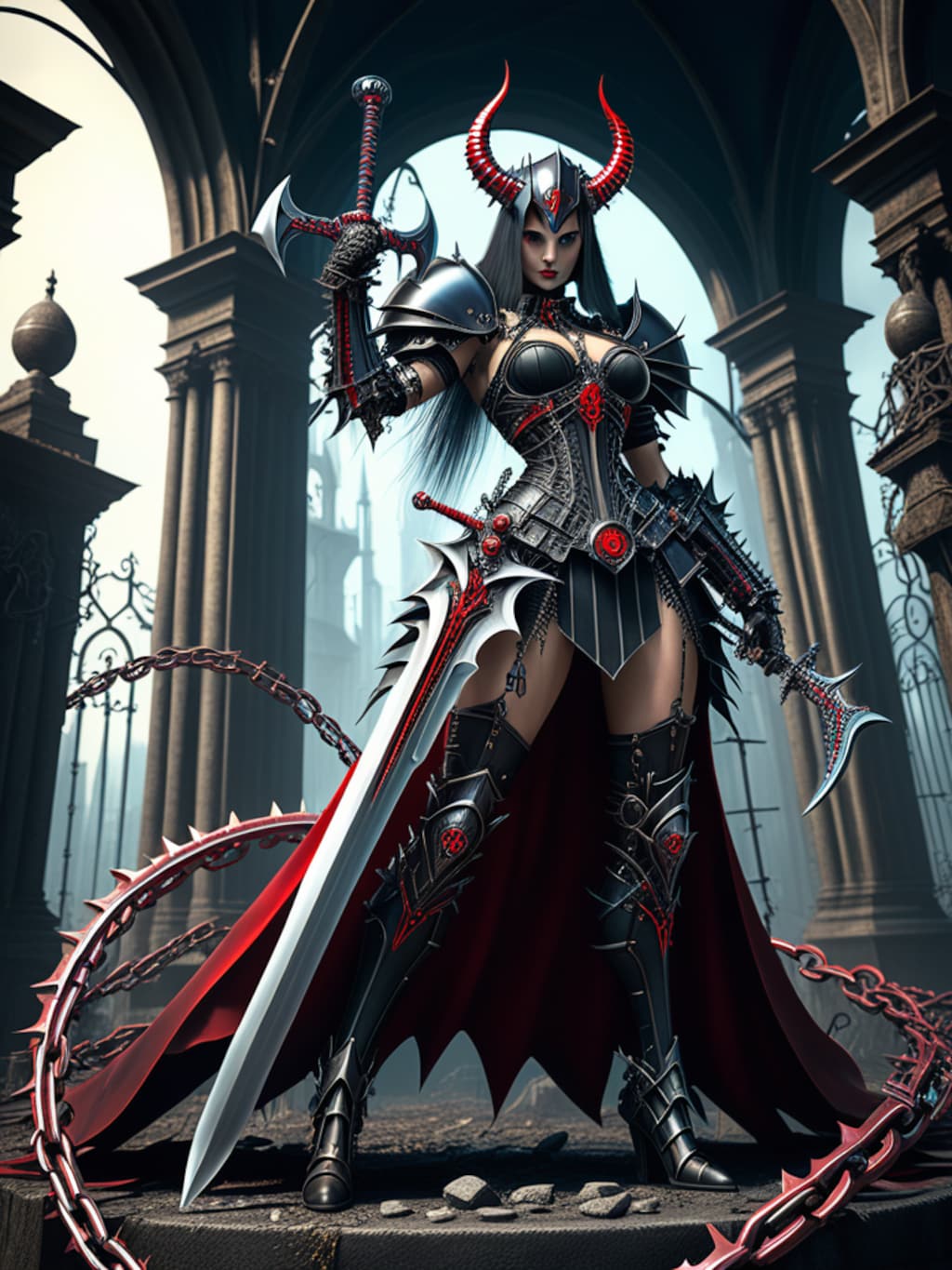 steampunk demon armor girl