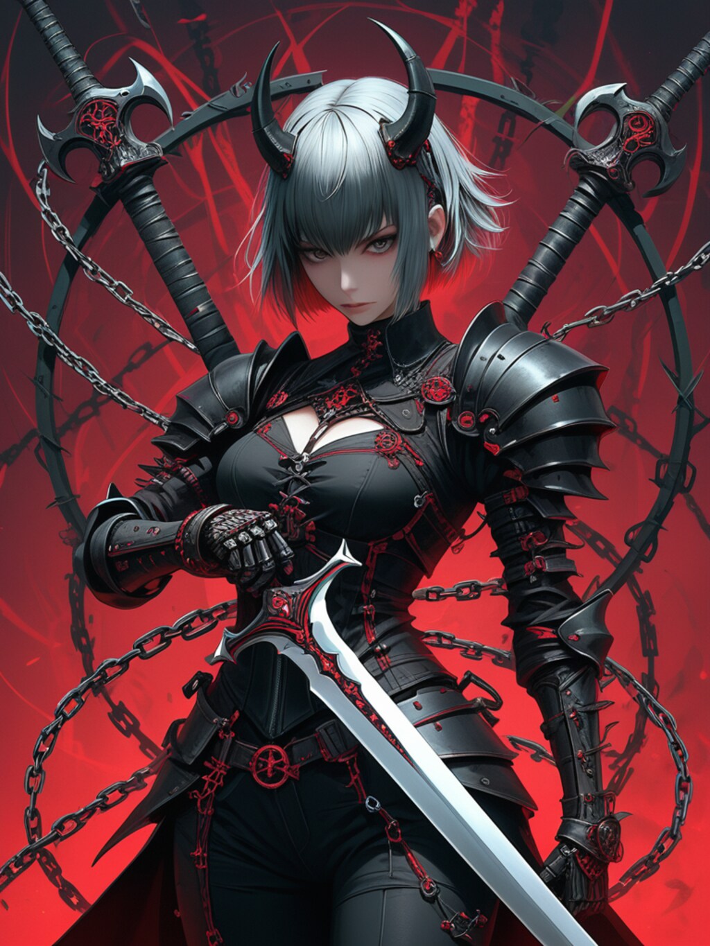 steampunk demon armor girl