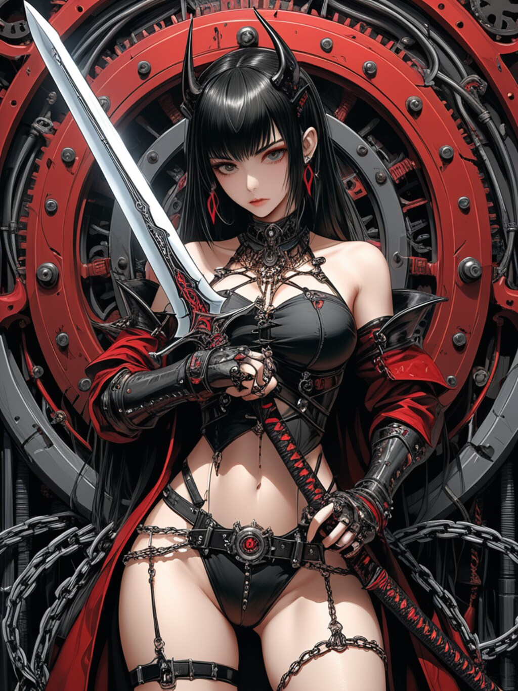 steampunk demon armor girl