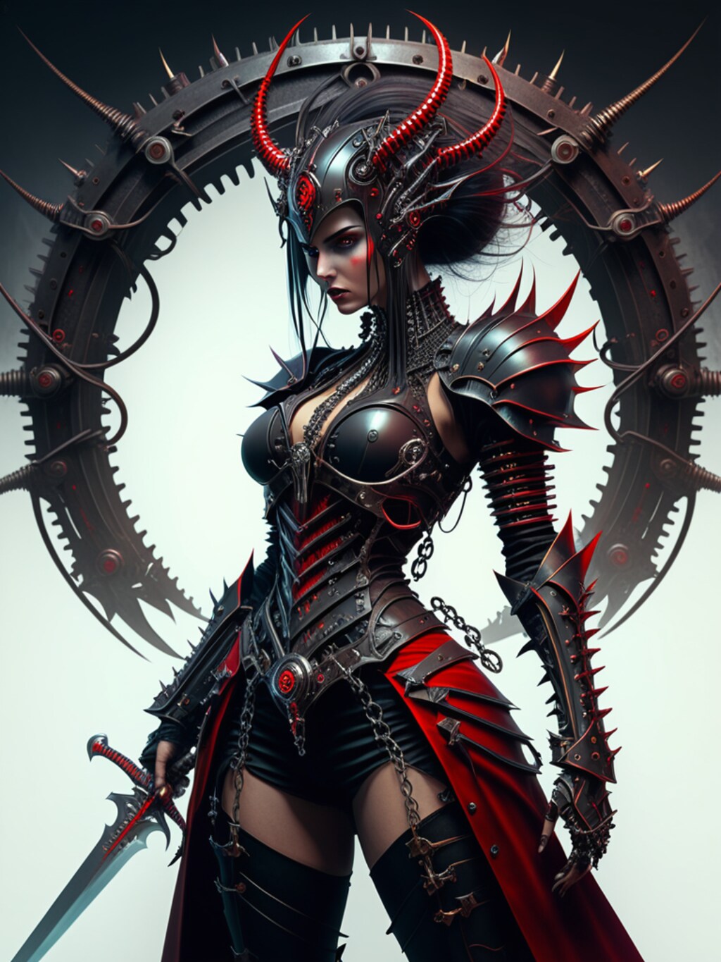 steampunk demon armor girl