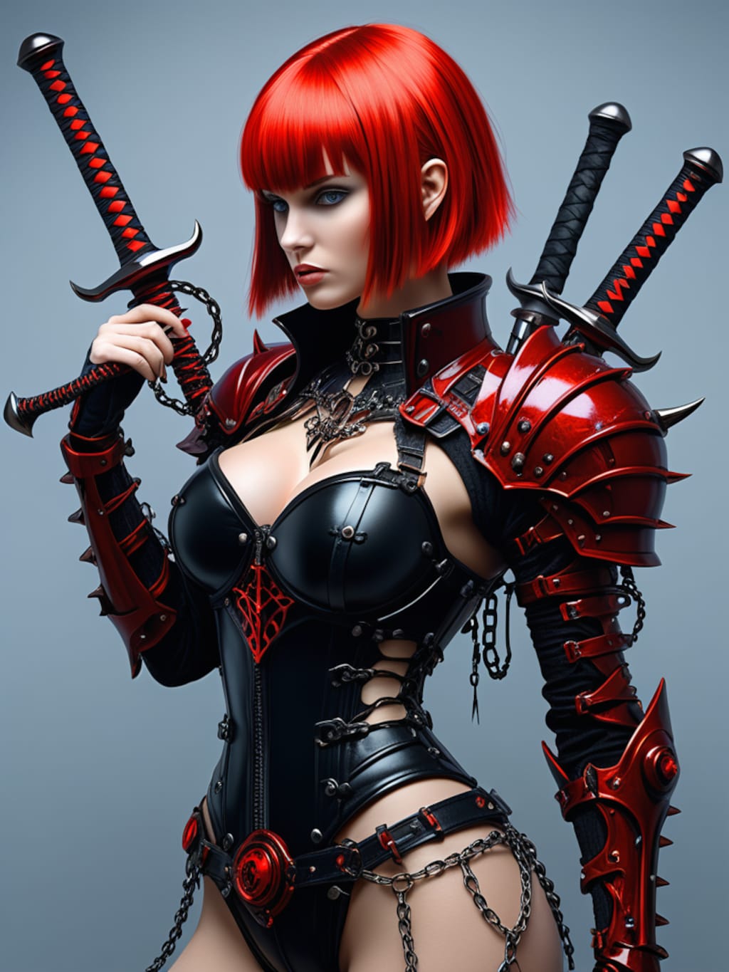 steampunk demon armor girl