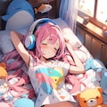 眠るピンク髪ちゃん 2枚目