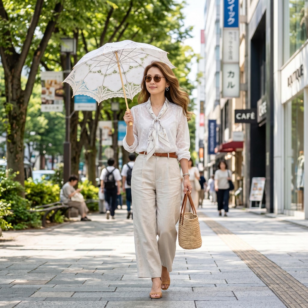 街ぶら　日傘が欠かせない季節
