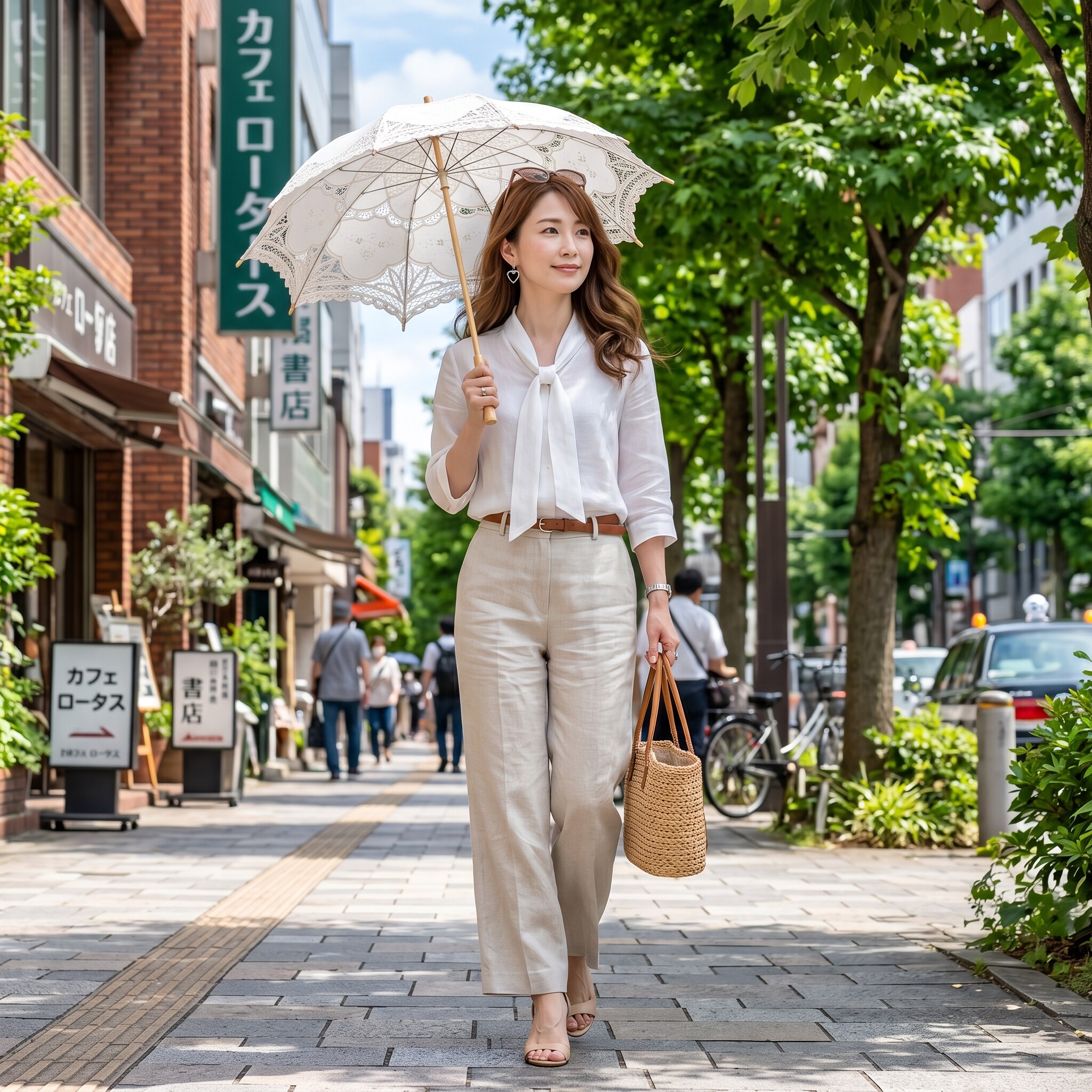 街ぶら　日傘が欠かせない季節