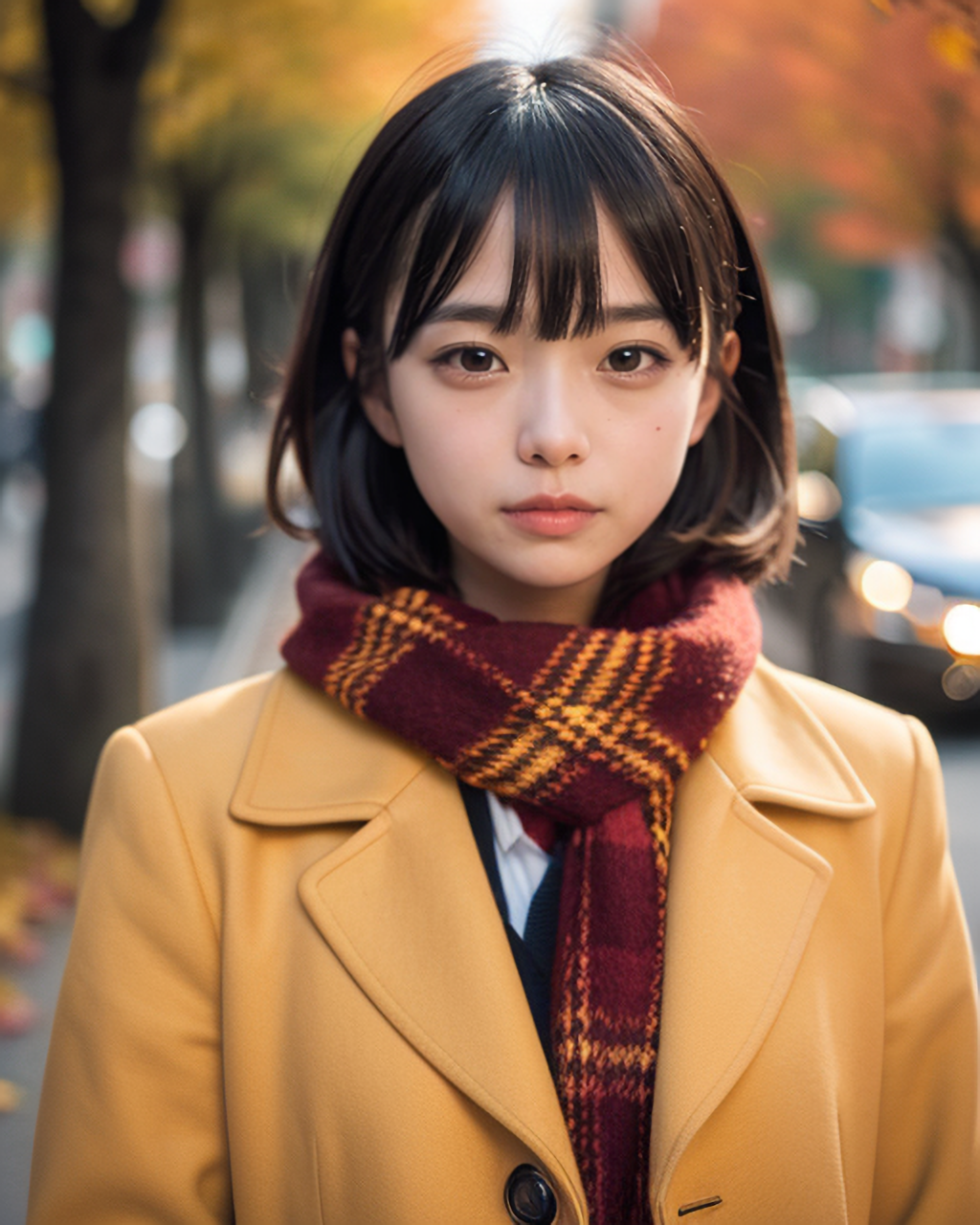 秋と夕日と女の子