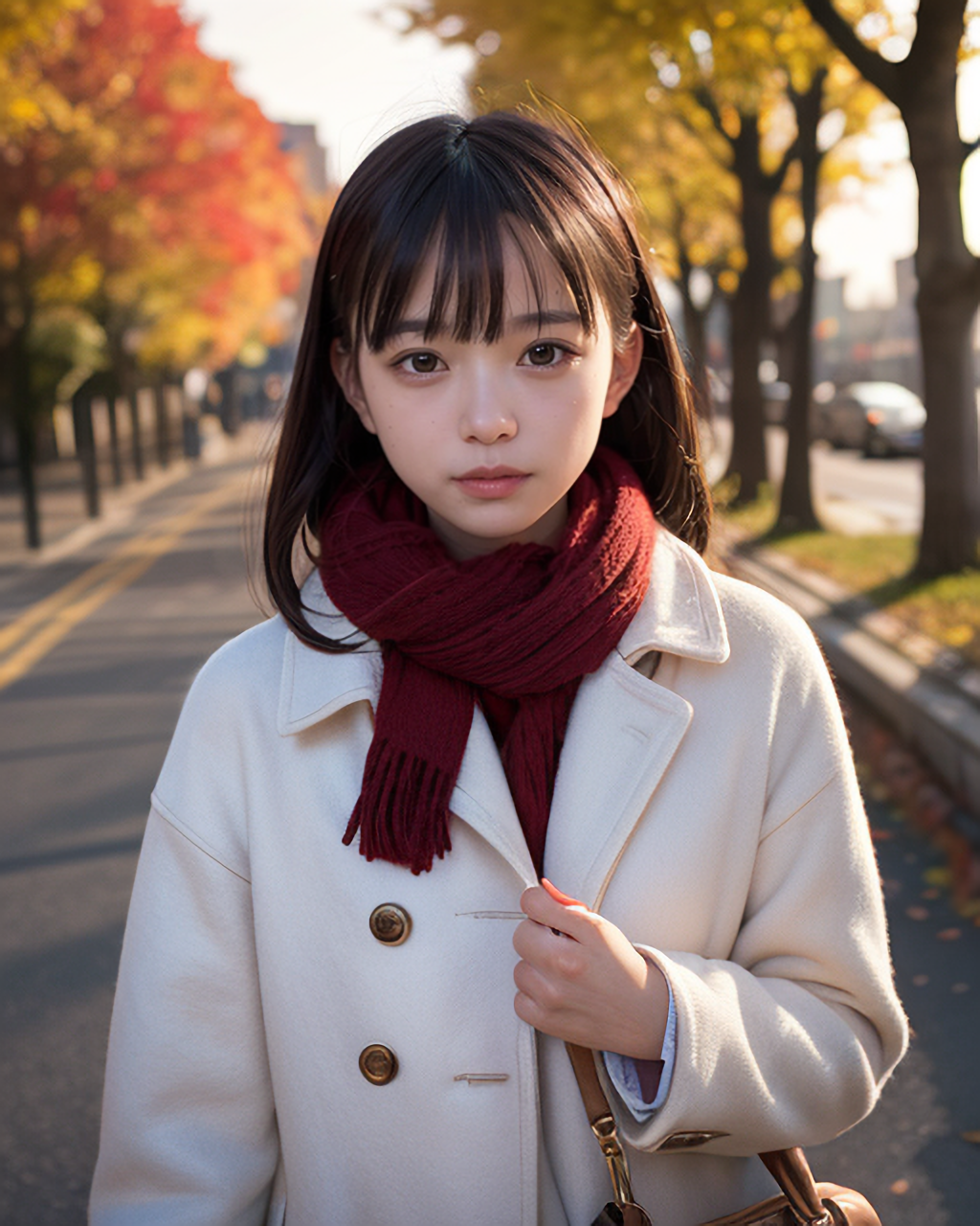 秋と夕日と女の子