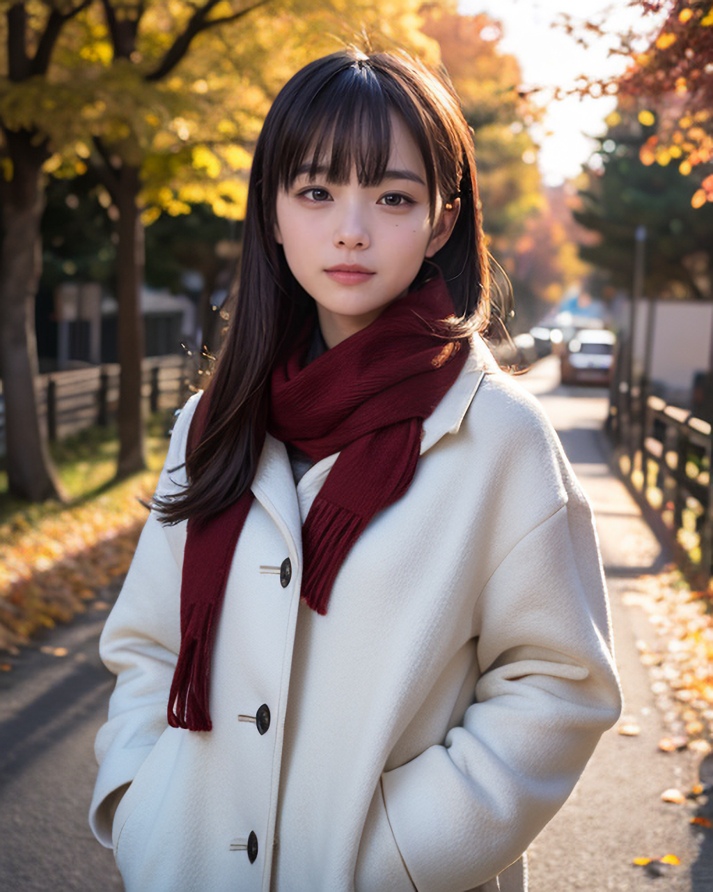 秋と夕日と女の子