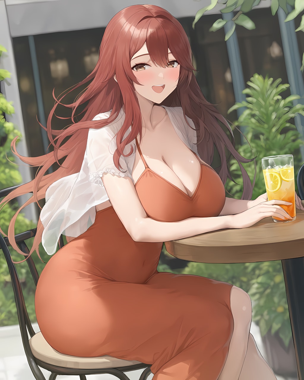【PixAI】お散歩のあとはカフェタイム☕️ノノカとテラスデート♡