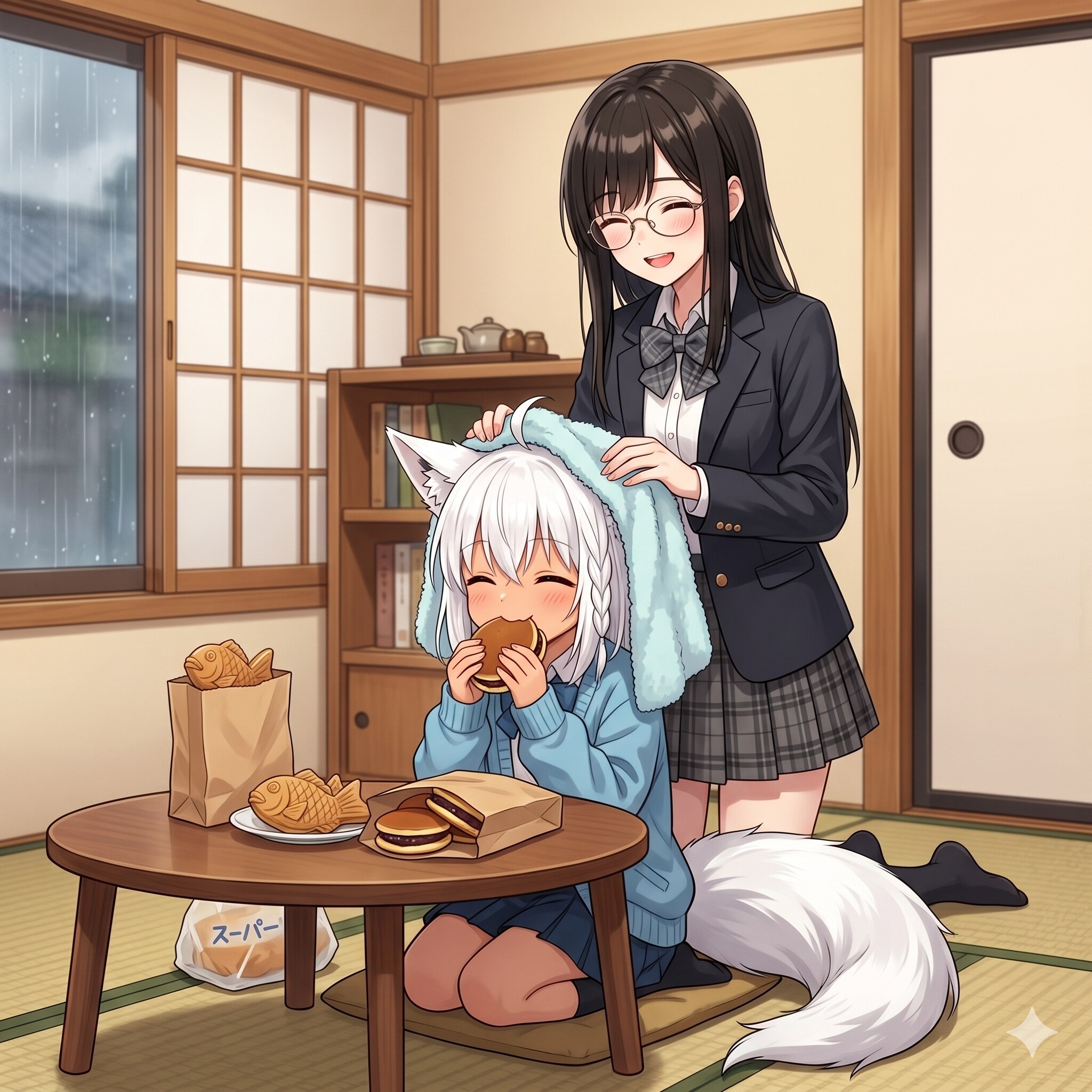 ゆりさんにおやつを貰った白狐ちゃん