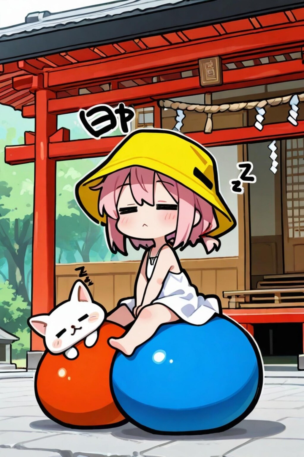 ピンク髪ちゃんと猫