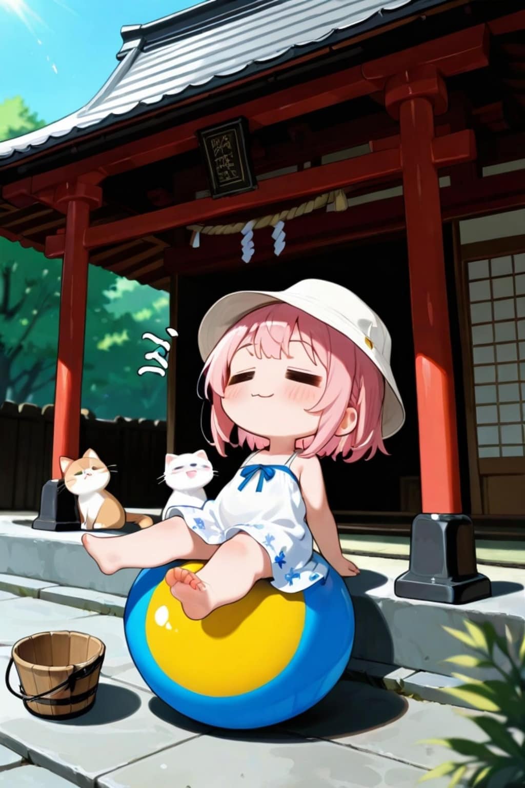 ピンク髪ちゃんと猫