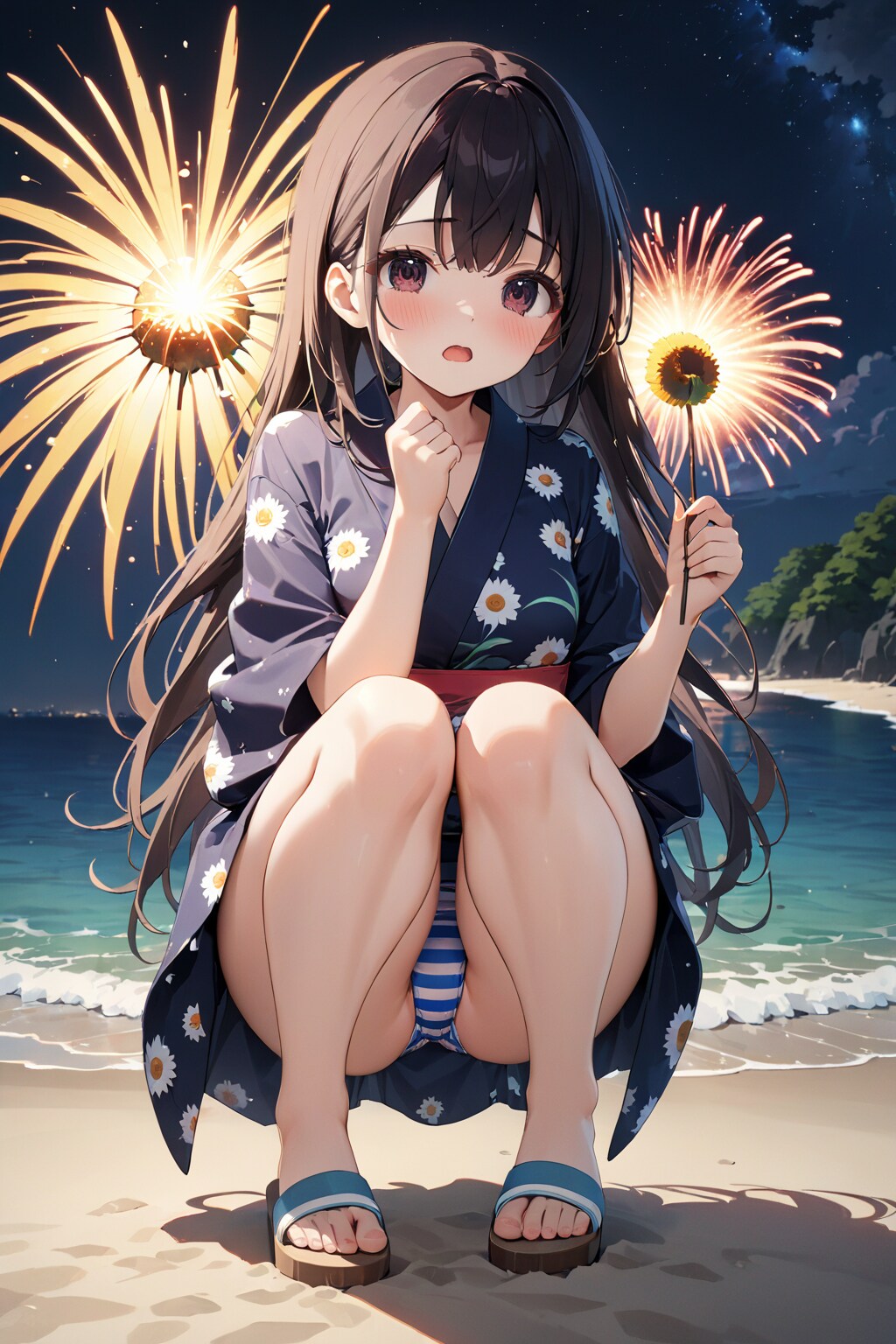 海辺の花火