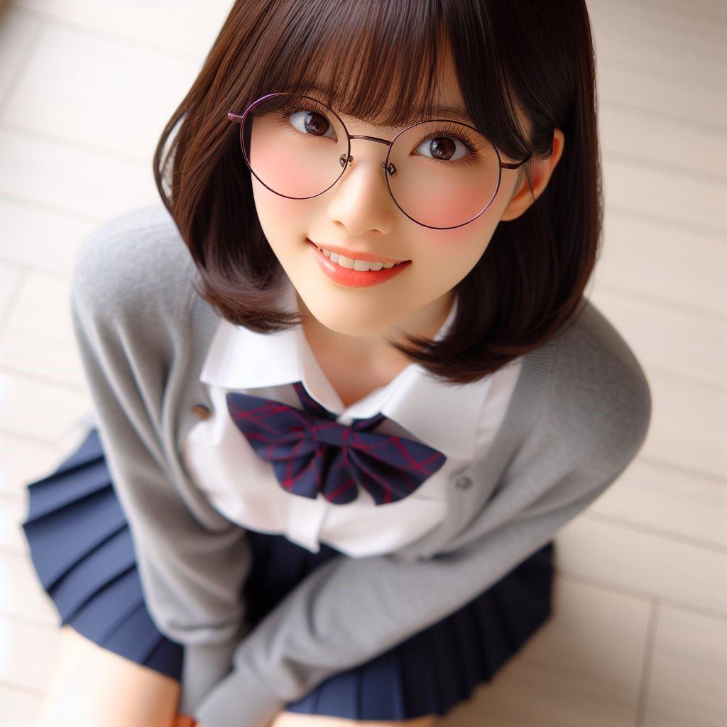 眼鏡女子 楓の上目遣い