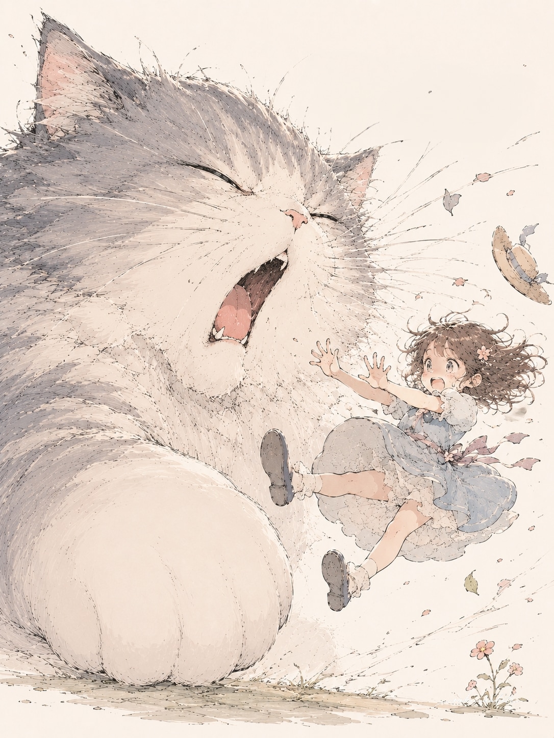 大きい猫といっしょ