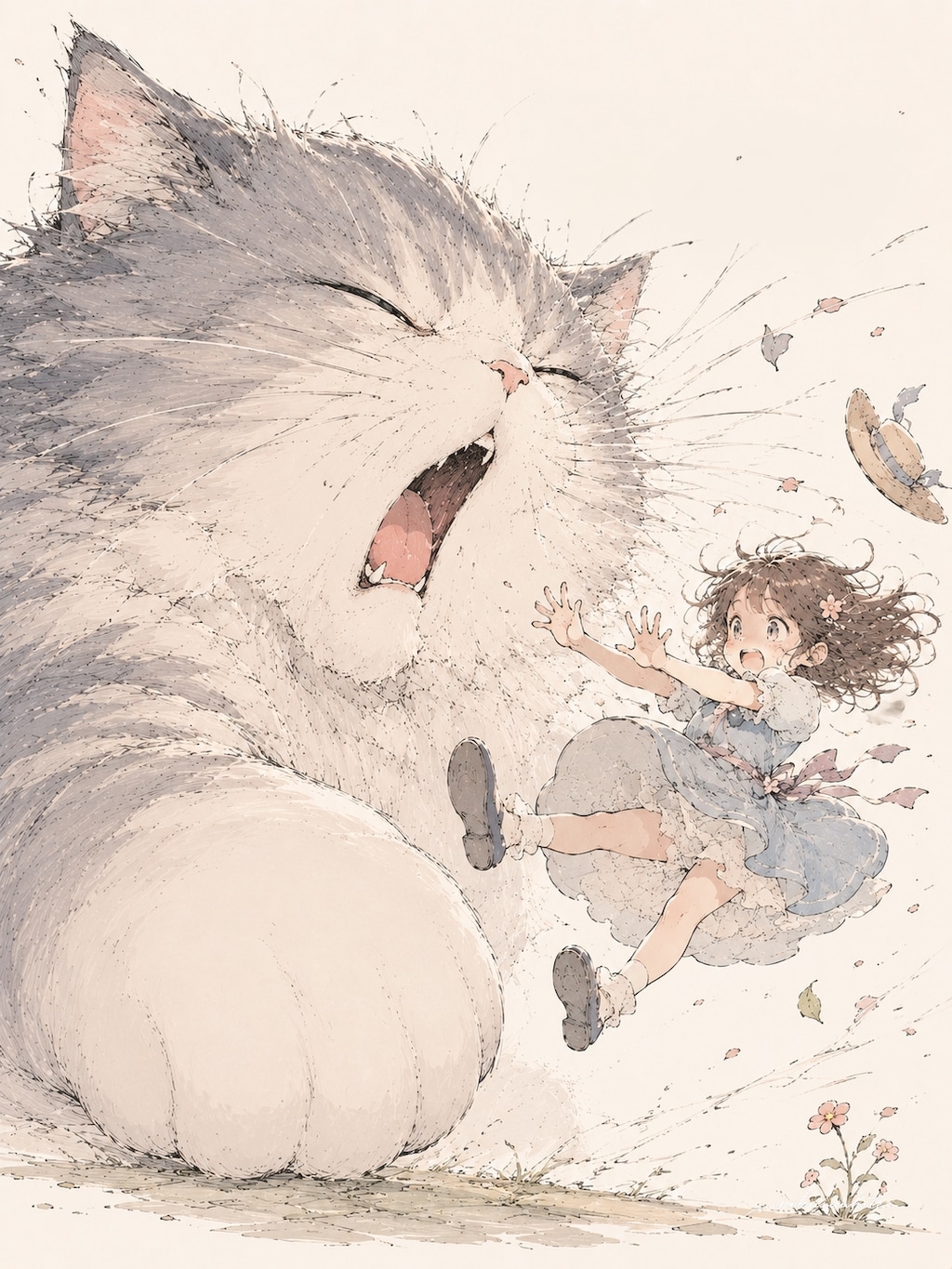 大きい猫といっしょ