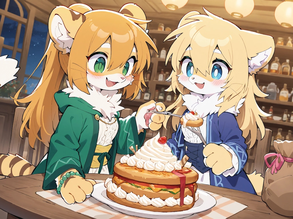 お菓子占いを開発するトラの子たち