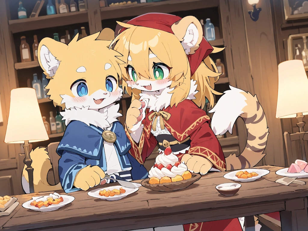 お菓子占いを開発するトラの子たち