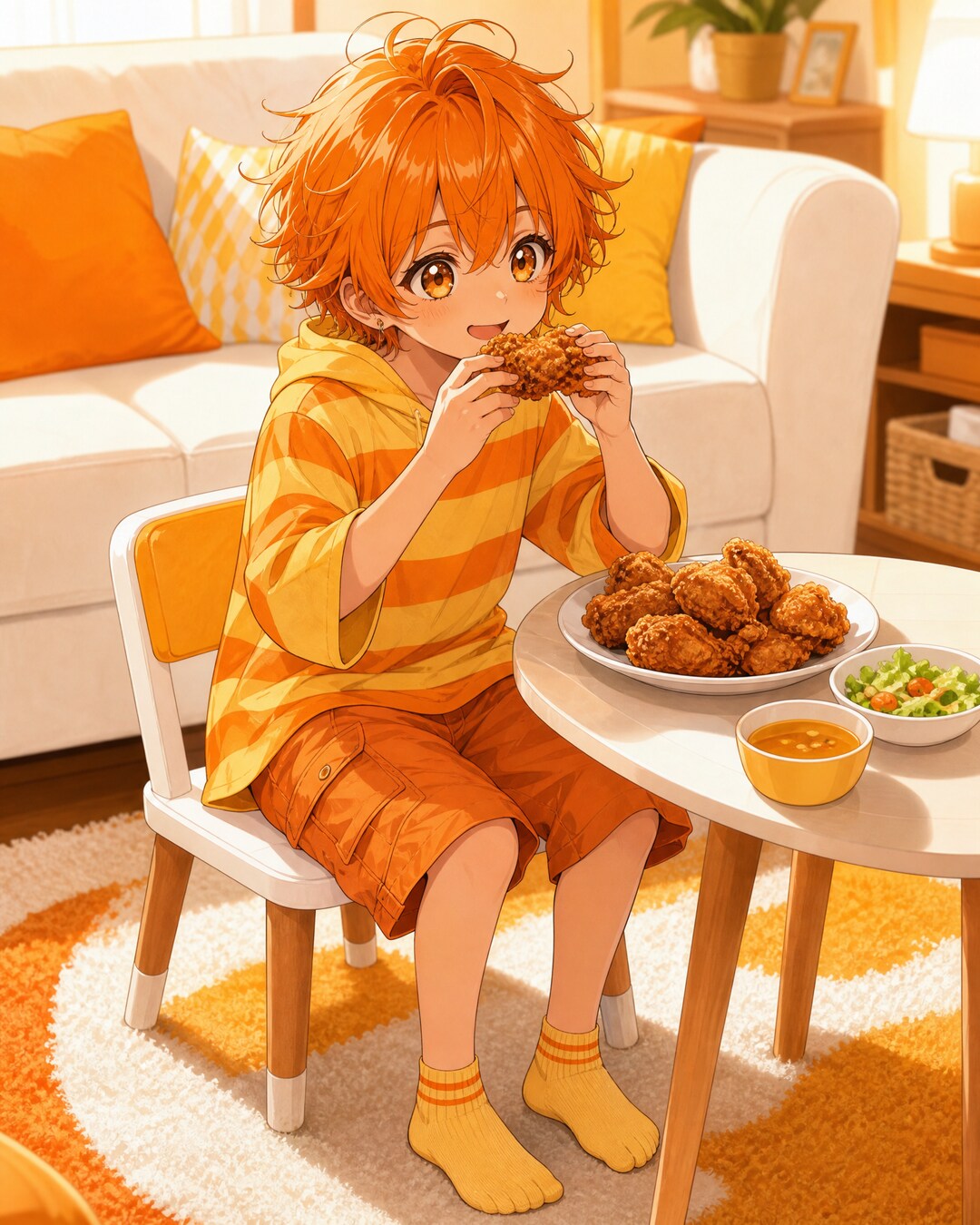 ランチ/唐揚げ（ちびレンジ） | の人気AIイラスト・グラビア