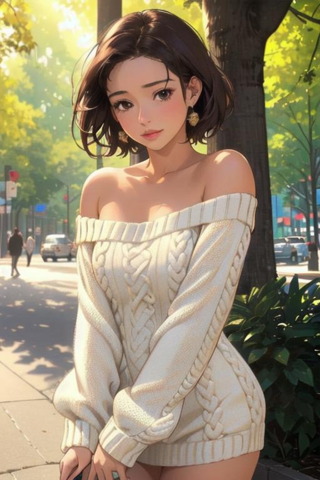 “Whispers Beneath the Sweater” ― 風の中、あなたにだけ甘える仕草 ―