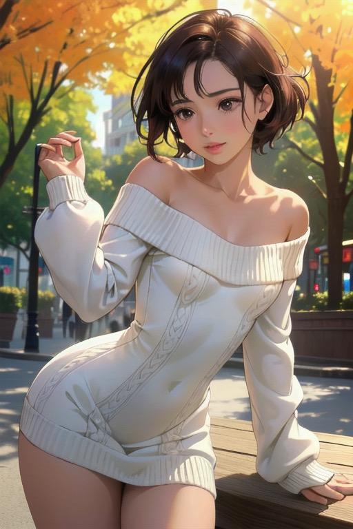 “Whispers Beneath the Sweater” ― 風の中、あなたにだけ甘える仕草 ―