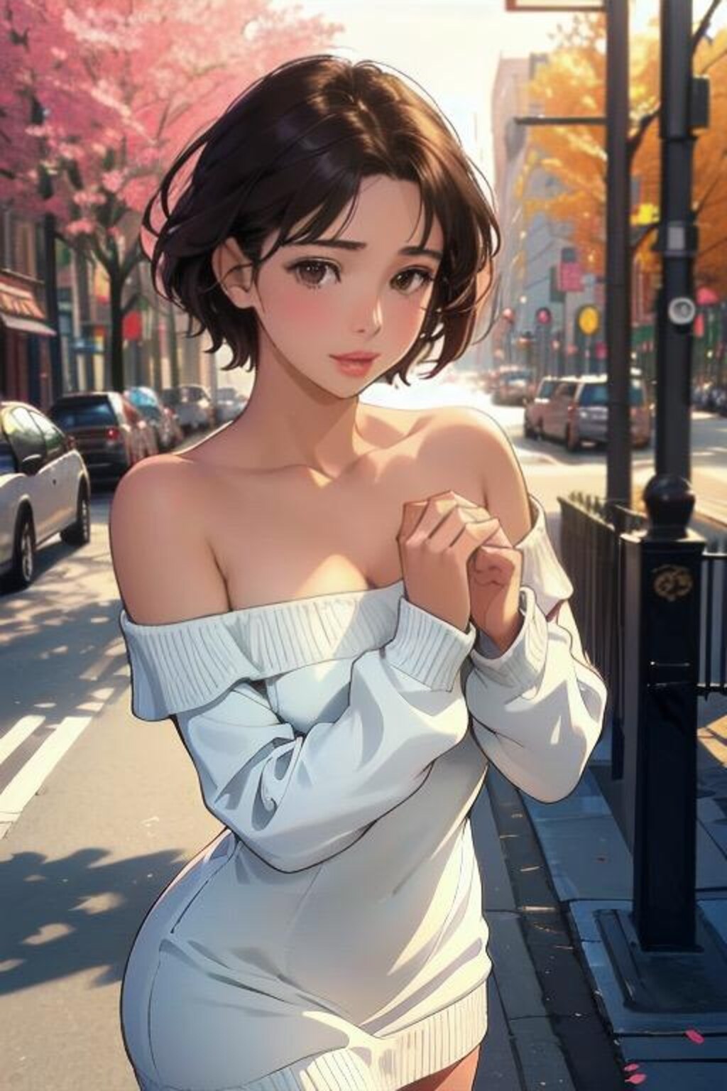 “Whispers Beneath the Sweater” ― 風の中、あなたにだけ甘える仕草 ―