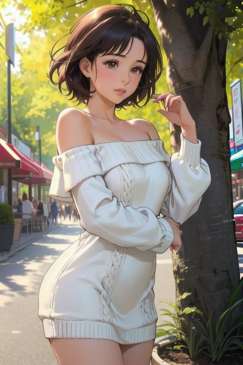 “Whispers Beneath the Sweater” ― 風の中、あなたにだけ甘える仕草 ―
