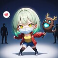 マスク姿の緑髪ちゃん 2枚目