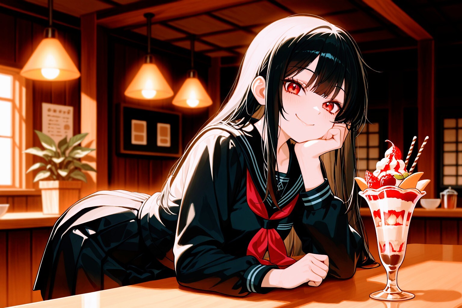 MOKA パフェを嗜むししょちゃん | の人気AIイラスト・グラビア